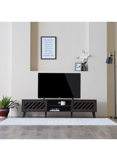 DANUBE HOME Jax Tv Cabinet Upto 75 Inches Entertainment Wall Tv Unit Wooden Tv Rack Stand Media Console Table For Living Room L 180x40x44.5 Cm Walnut  - Image 1