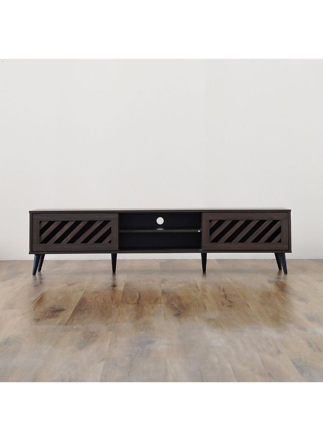 DANUBE HOME Jax Tv Cabinet Upto 75 Inches Entertainment Wall Tv Unit Wooden Tv Rack Stand Media Console Table For Living Room L 180x40x44.5 Cm Walnut - Image 2