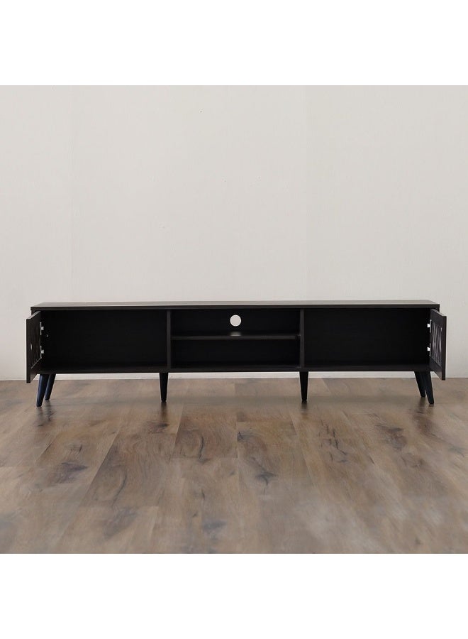 DANUBE HOME Jax Tv Cabinet Upto 75 Inches Entertainment Wall Tv Unit Wooden Tv Rack Stand Media Console Table For Living Room L 180x40x44.5 Cm Walnut - Image 3