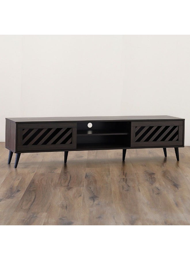 DANUBE HOME Jax Tv Cabinet Upto 75 Inches Entertainment Wall Tv Unit Wooden Tv Rack Stand Media Console Table For Living Room L 180x40x44.5 Cm Walnut - Image 4