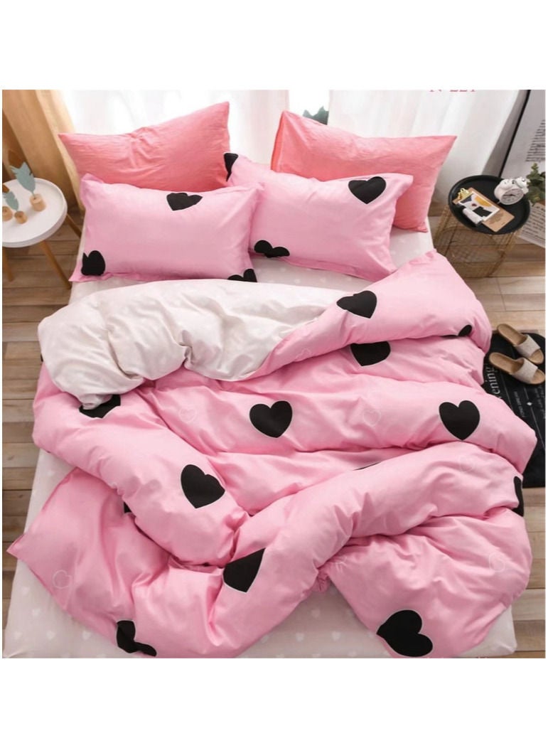 حجم كينج 6 قطع طقم ملاءة سرير 1x غطاء لحاف 220 * 240 سم + 1 شرشف سرير 200 * 200 + 30 سم + 4x غطاء وسادة 75 * 50 سم ميكروفايبر متعدد الألوان