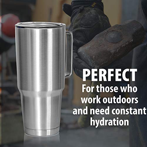 Maxam XPAC 64 Ounce Double Vacuum Wall Stainless Steel Vacuum Insulated Tumbler with Lid and Handle, Fits in a 4 Inch Wide Car Beverage Holder - Image 5