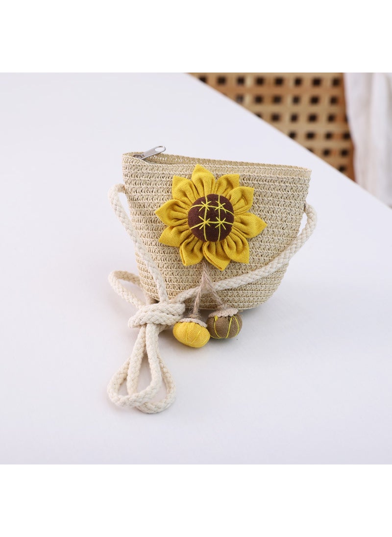 Generic Girls Trendy Crossbody Mini PurseSunflower Bag Beige Sunflower Bag Beige 