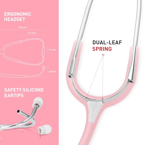 SCIAN Dual Head Stethoscope for Nurses, Kids, Adults, Classic Stainless Steel Stethoscope Kit Medical Supplies with Free Accessories and Carrying Case, Pearlescent Pink Tube - Image 4