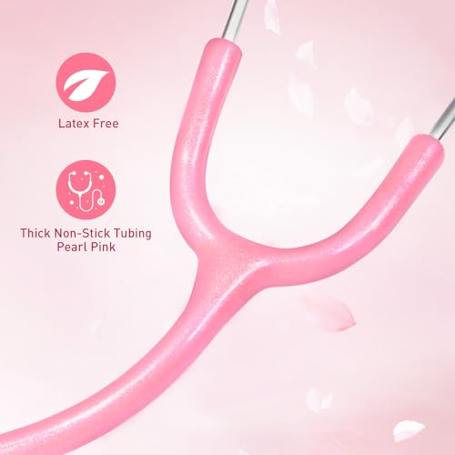 SCIAN Dual Head Stethoscope for Nurses, Kids, Adults, Classic Stainless Steel Stethoscope Kit Medical Supplies with Free Accessories and Carrying Case, Pearlescent Pink Tube - Image 5