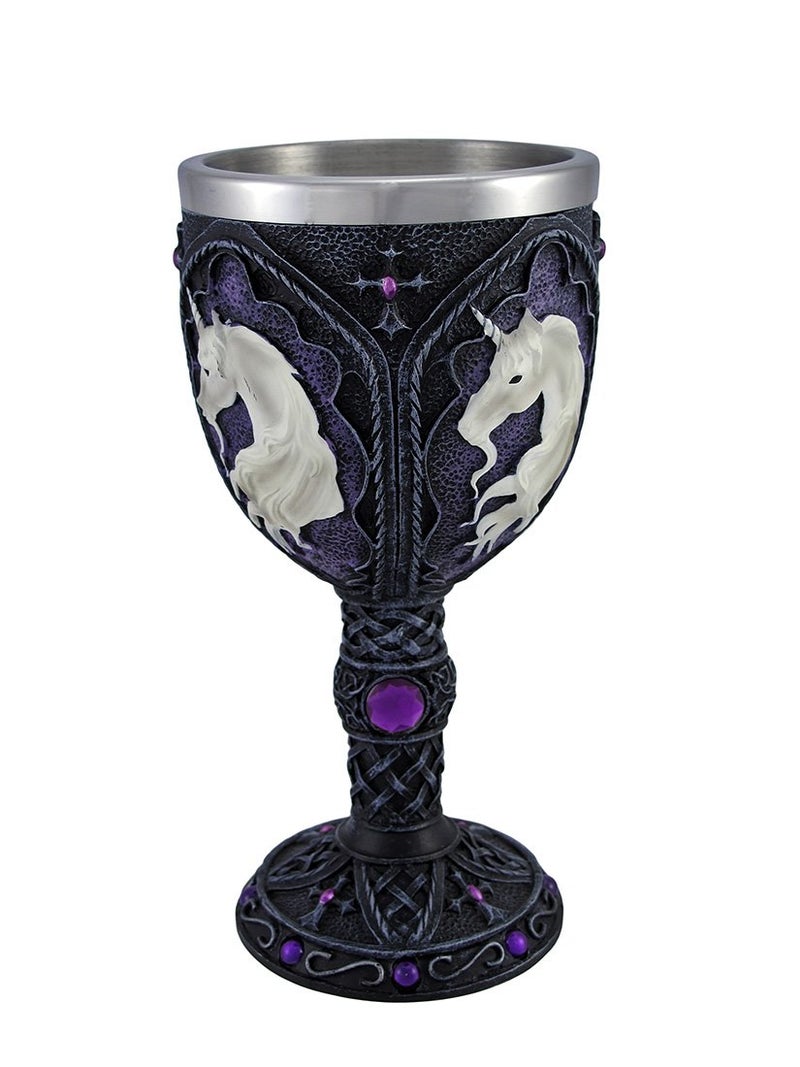 Things2Die4 Black and Purple Celtic Goblet with White Unicorn Head - Image 2