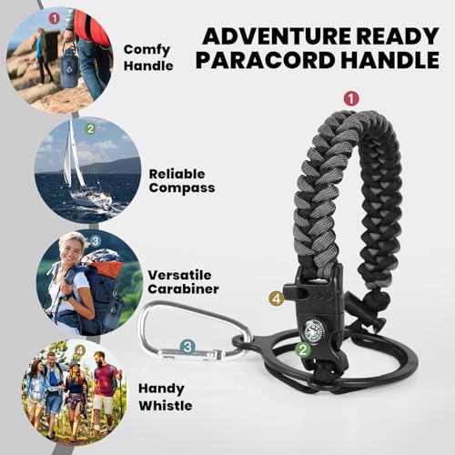 RAYMYLO One Gallon Water Bottle Insulated, Triple Walled Vacuum Stainless Steel (Cold for 48 Hrs), Leak Proof & Non-BPA, Large Water Flask Jug with Paracord Handle & Straw Spout Lids - Image 4