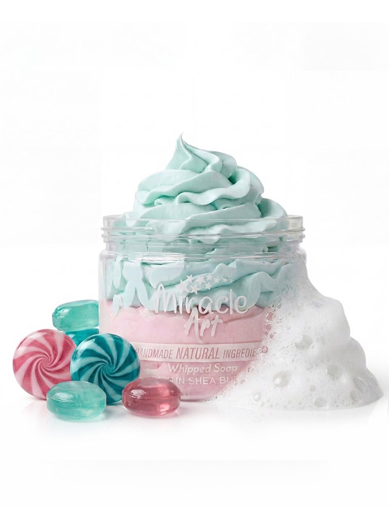 Miracle Art Whipped Soap Candy Cloud 8.1 oz – Handmade Natural Body Wash & Shaving Cream, Rich in Shea Butter, Vitamin E & Coconut Oil, Sweet Candy Scent, Made in UAE - Image 3