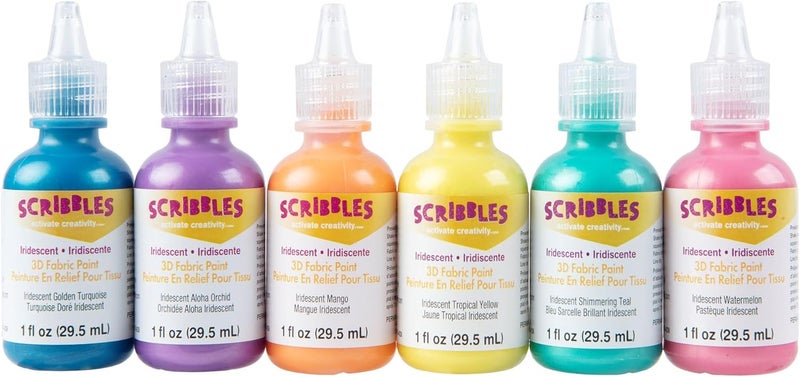SCRIBBLES 18536 Dimensional Fabric Paint Iridescent 6Pack 1 oz - Image 3