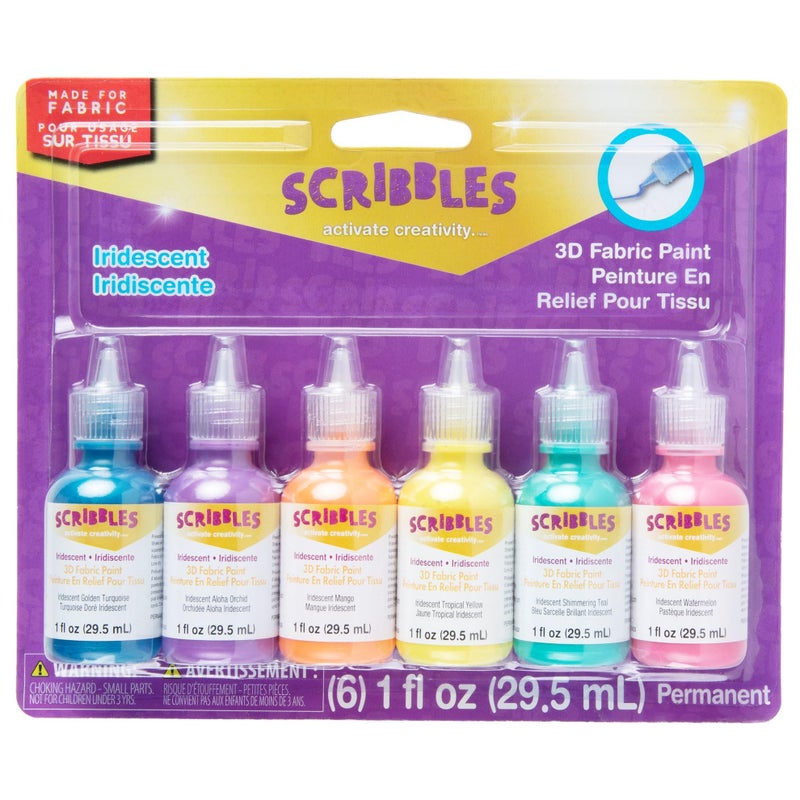 SCRIBBLES 18536 Dimensional Fabric Paint Iridescent 6Pack 1 oz - Image 1