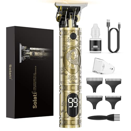 Solati Hair Clippers for Men, Professional Hair Trimmer Zero Gapped T-Blade Trimmer Cordless Rechargeable Edgers Clippers Electric Beard Trimmer Shaver Hair Cutting Kit with LCD Display Gifts for Men - Image 1