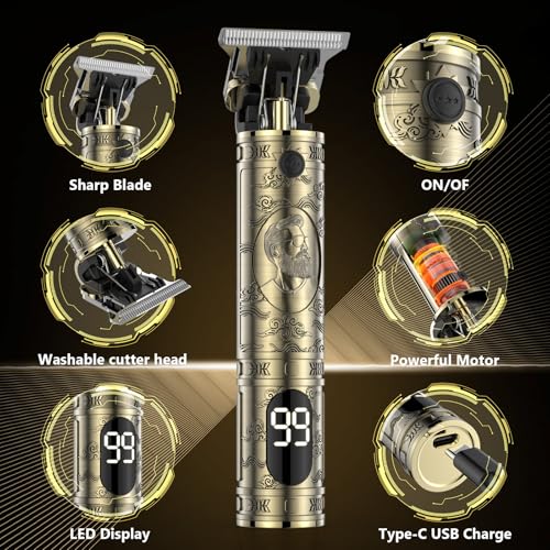 Solati Hair Clippers for Men, Professional Hair Trimmer Zero Gapped T-Blade Trimmer Cordless Rechargeable Edgers Clippers Electric Beard Trimmer Shaver Hair Cutting Kit with LCD Display Gifts for Men - Image 5