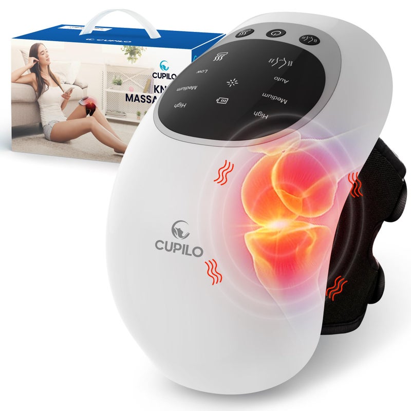CuPiLo جهاز تدليك الركبة CuPiLo مع حرارة - مؤهل لـ FSA أو HSA، جهاز تدليك الركبة لتخفيف الألم مع تسخين واهتزاز لالتهاب المفاصل، والتورم، والمفاصل والعضلات المتصلبة، هدايا مثالية للرجال والنساء - Image 1