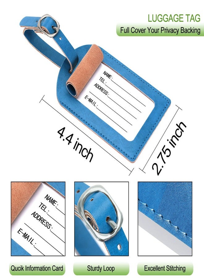 PASCACOO Passport Holder Cover Wallet RFID Blocking Leather Card Case Travel Accessories for Women Men, 114#Blue, With Luggage Tag - Image 3