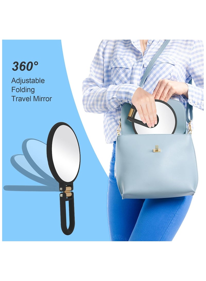 Arabest 30x Magnifying Mirror, Travel Hand Mirrors with Handle - Double Side Handheld Mirror with 1X 30X Magnification & Adjustable Handle/Stand, Hand Held Foldable Travel Mirror for Makeup(Black) - Image 4