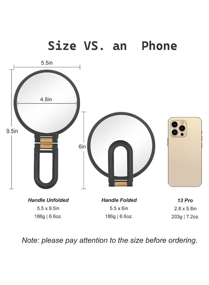 Arabest 30x Magnifying Mirror, Travel Hand Mirrors with Handle - Double Side Handheld Mirror with 1X 30X Magnification & Adjustable Handle/Stand, Hand Held Foldable Travel Mirror for Makeup(Black) - Image 5