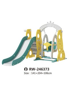 RBWTOYS RBW 3 in 1 Indoor Play Structure Plastic Slide with Swing and Basketball hoop, Multicolor for Kid activates games, Size:172x115x96cm, Multicolor kid toy 