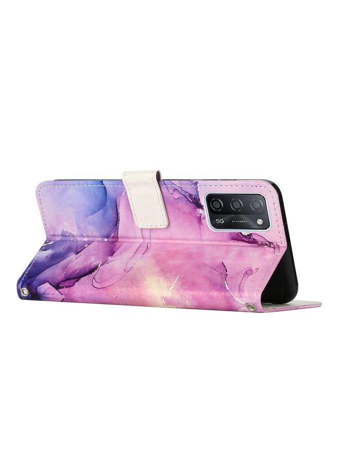 S-TOP Case For OPPO A55 5G/A53S 5G/A54 4G/A16/A54S/A56 5G/A16S/Realme V11 5G Crossbody Painted Marble Pattern Leather Phone Case - Image 3