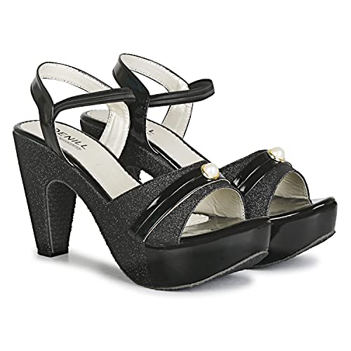 Denill WOMEN FASHION BLOCK HEELS UK- 5 Black - Image 5