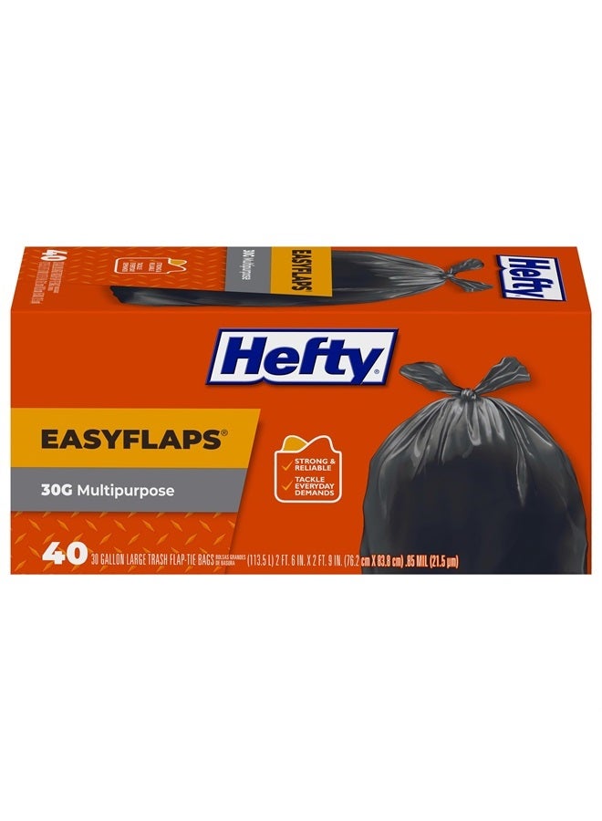 Hefty أكياس قمامة كبيرة متعددة الاستخدامات سهلة الفتح، بدون رائحة، سعة 30 جالون، 40 قطعة - Image 1