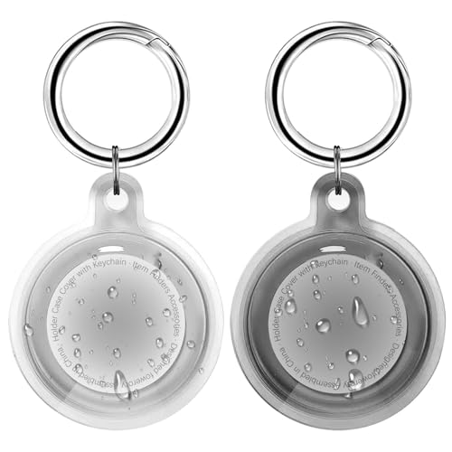 Foweroty [2 Pack] IPX8 Waterproof Case for AirTag 2nd Gen (2026) & 1st Gen, Full Body Holder Keychain, Anti-Scratch Cover for Apple for Air Tags, Luggage, Pet Collar, Car Keys, Kids, Clear/Black - Image 1
