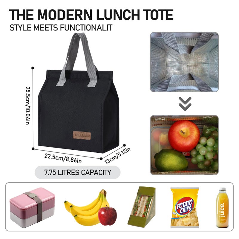 TELLUMO Lunch bag, Insulated Lunch Bag for Women Men Large Lunch Box Container Reusable Leakproof Tote for Office, Work, School, Beach or Travel (Dark) - Image 4