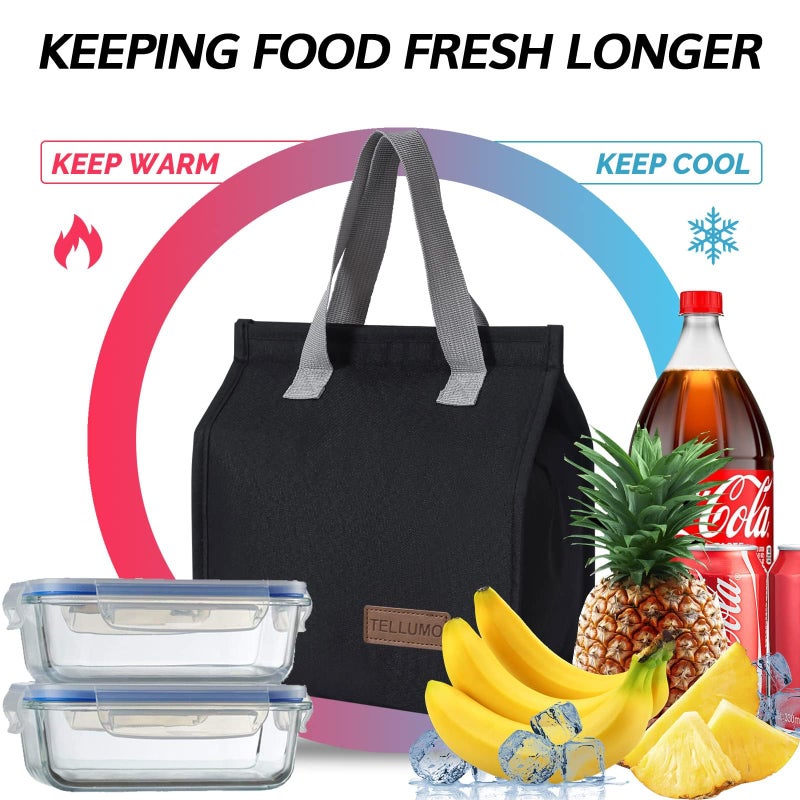 TELLUMO Lunch bag, Insulated Lunch Bag for Women Men Large Lunch Box Container Reusable Leakproof Tote for Office, Work, School, Beach or Travel (Dark) - Image 2