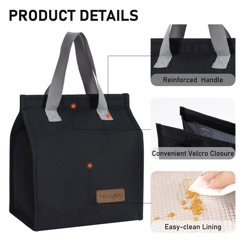 TELLUMO Lunch bag, Insulated Lunch Bag for Women Men Large Lunch Box Container Reusable Leakproof Tote for Office, Work, School, Beach or Travel (Dark) - Image 5