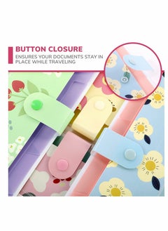 Y&D 4 Pack A4 File Folder Expanding with 5 Pockets Floral Accordian Orgsniser High Capacity for Home School Office(Green Blue Yellow Pink)  - Image 3