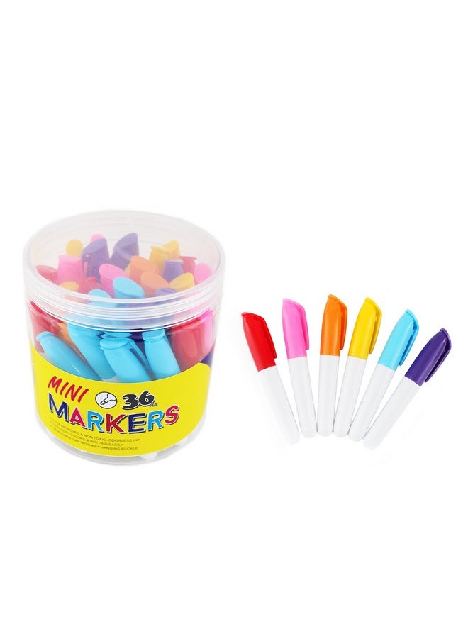 SKKSTATIONERY 36-Pcs Mini Markers, Assorted Colors, Mini Colored Permanent Markers, Marker Pens 3.5'', Markers  - Image 1