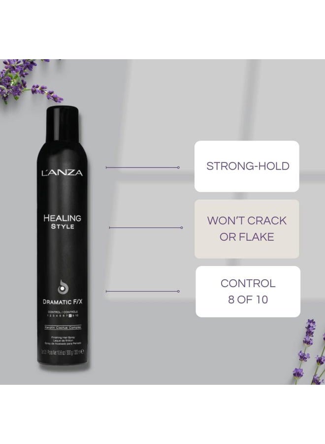 L'anza Healing Style Dramatic F/X Hair Spray, Strong Hold Hair Styling Spray, Sulfate Free Anti Humidity & Heat Protection, Keratin Complex Anti Frizz Hairspray, Vegan Hair Styling Product - Image 3