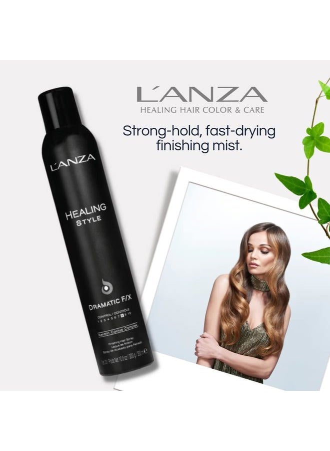 L'anza Healing Style Dramatic F/X Hair Spray, Strong Hold Hair Styling Spray, Sulfate Free Anti Humidity & Heat Protection, Keratin Complex Anti Frizz Hairspray, Vegan Hair Styling Product - Image 4