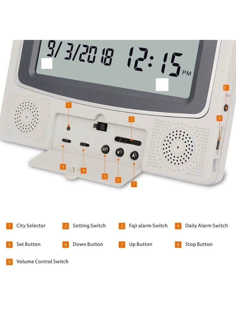 Digital Desk Azan Clock,Al-Harameen,Azan Clock,Prayer Times Table Clock,Digital Alarm,HA-4010  - Image 4