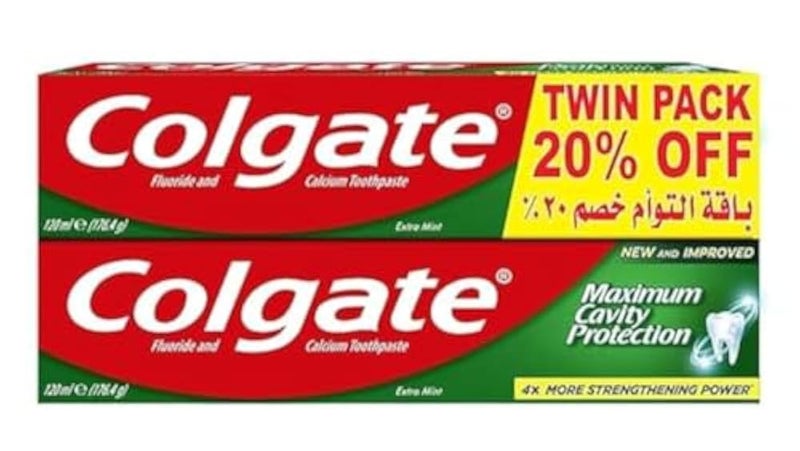 Colgate Maximum Cavity Protection Extra Mint Great Regular Flavour Toothpaste 120 ml 2-Pack - Image 1