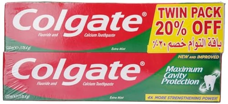 Colgate Maximum Cavity Protection Extra Mint Great Regular Flavour Toothpaste 120 ml 2-Pack - Image 2