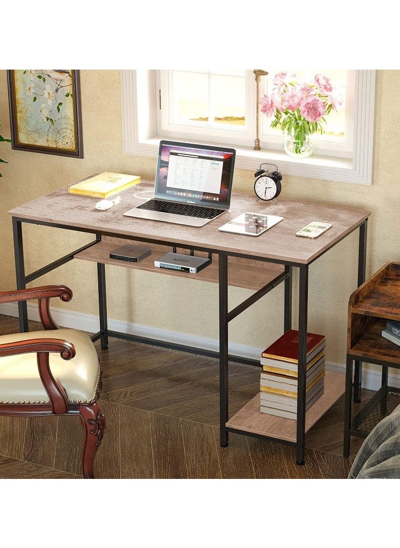 Home Gallery - Computer desk with a bottom bookshelf and a side shelf 120x60x76 Beige - Image 1