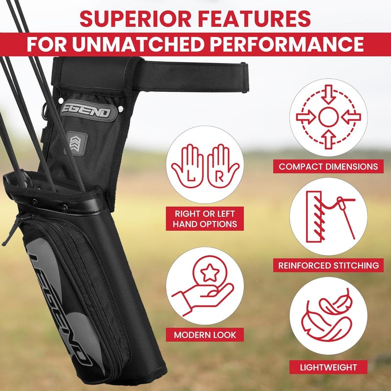 Legend XT420 Field Quiver - Left or Right-Handed Quiver Arrow Holder, Archery Quiver with 3 Arrow Tube, Durable Nylon Hip Quivers with Multiple Pockets for Archery Accessories, Score Card & Tools - Image 3