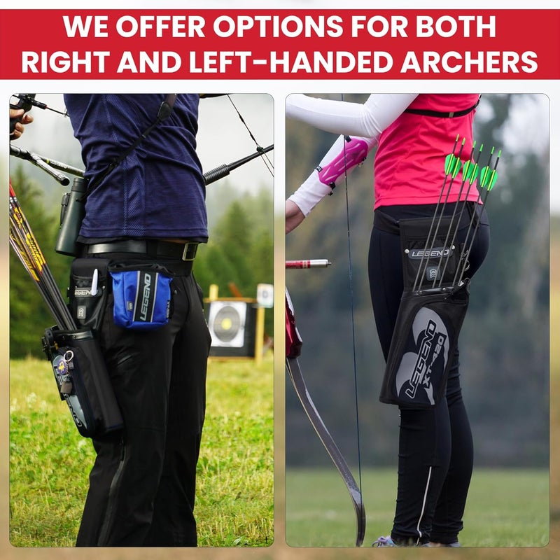 Legend XT420 Field Quiver - Left or Right-Handed Quiver Arrow Holder, Archery Quiver with 3 Arrow Tube, Durable Nylon Hip Quivers with Multiple Pockets for Archery Accessories, Score Card & Tools - Image 5