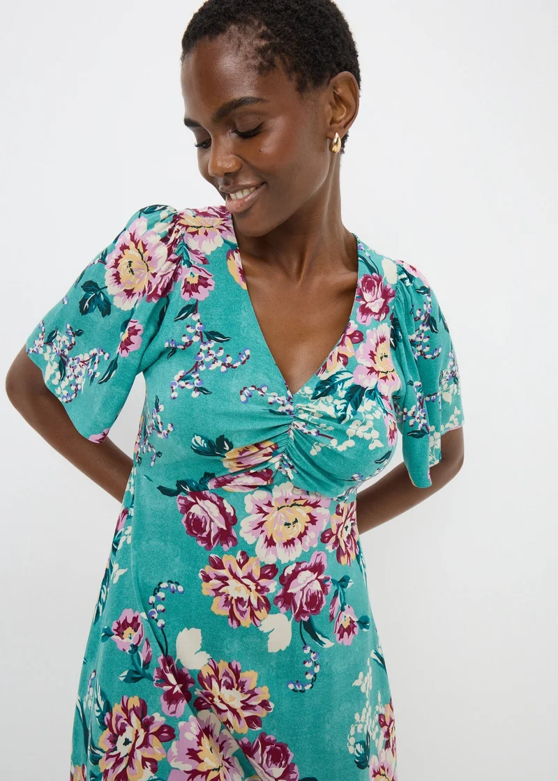 ماتلان Green Large Floral Mini Dress