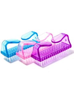 Depend 3 Pieces Handle Grip Nail Brush, Nail Brushes Hand Fingernail Brush Cleaner Scrubbing Kit Pedicure for Toes and Nails Men Women(Purple, Pink, Blue)  - Image 1