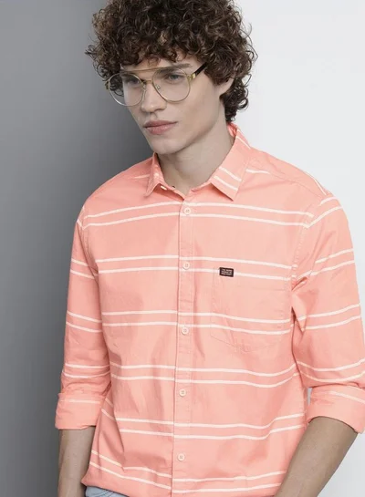 The Indian Garage Co Men Slim Fit Striped Full Sleeves Spread Collar Casual Shirt