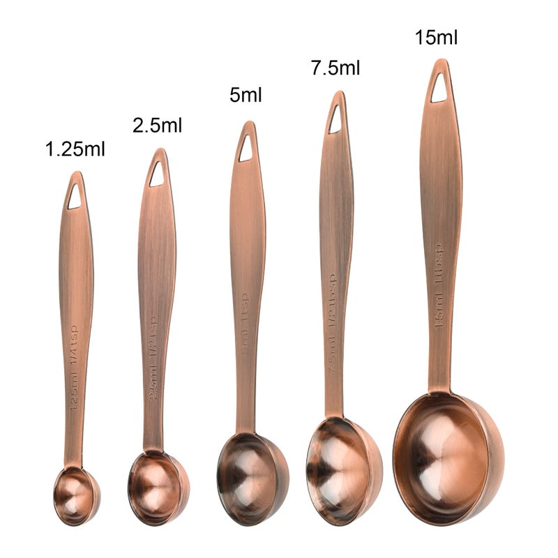 Smithcraft Measuring Cups and Spoons Set, 12 Pieces Stainless Steel Measuring Cup Set, Metal Copper Measuring Cups Spoons, Dry & Liquid Kitchen Measure Cup Spoon & Leveler & Measure Equivalents - Image 5