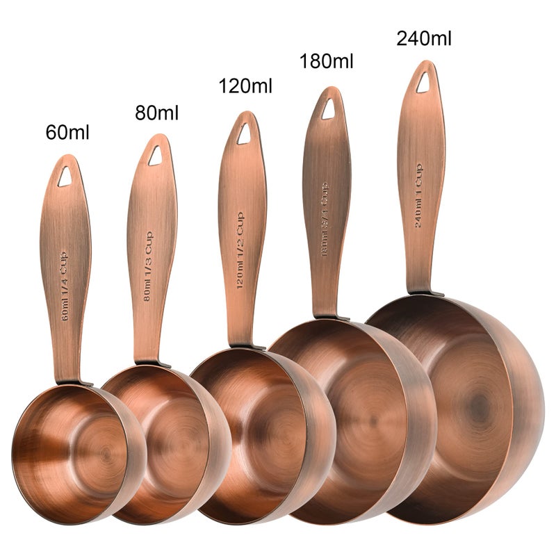 Smithcraft Measuring Cups and Spoons Set, 12 Pieces Stainless Steel Measuring Cup Set, Metal Copper Measuring Cups Spoons, Dry & Liquid Kitchen Measure Cup Spoon & Leveler & Measure Equivalents - Image 4