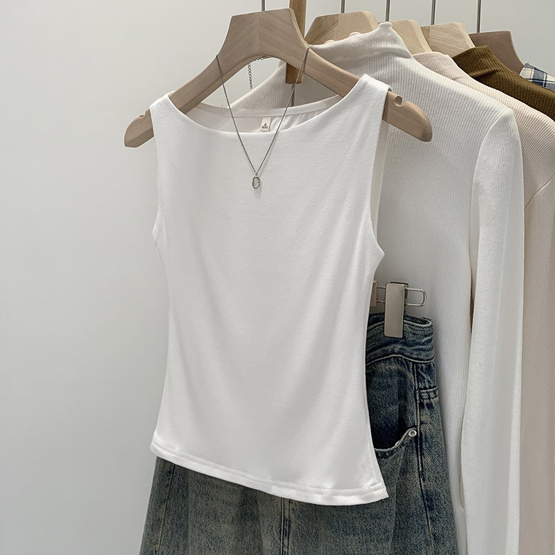 Summer Loose Spice Girl Unique Inner Wearing Outer Wearing Vest Women'S Style Beautiful White Sleeveless Small Top With Sling - Image 1