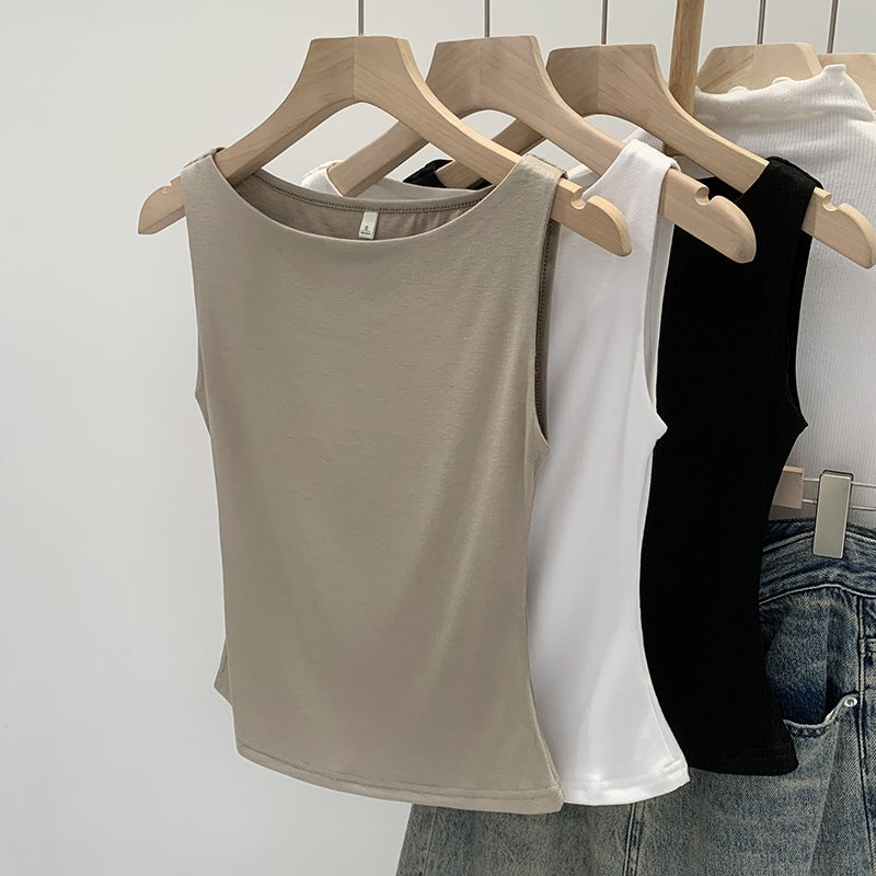 Summer Loose Spice Girl Unique Inner Wearing Outer Wearing Vest Women'S Style Beautiful White Sleeveless Small Top With Sling - Image 4