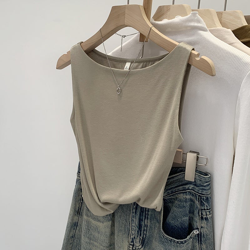 Summer Loose Spice Girl Unique Inner Wearing Outer Wearing Vest Women'S Style Beautiful White Sleeveless Small Top With Sling - Image 3