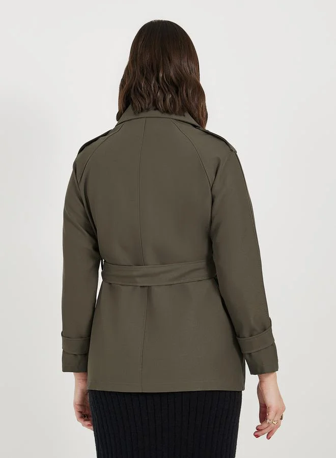 Styli Longline Regular Fit Trench Jacket with Belt