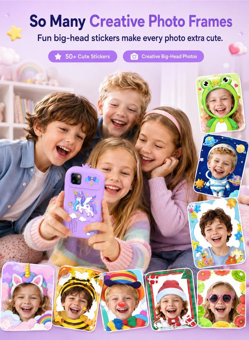 Kids Smart Phone for Girls Gifts, Toddler Birthday Gift for Age 3 4 5 6 Year Old, Kids Cell Phone Toy with 3.5” Touchscreen, Dual Cameras, Learning, Play Games, Video Player with 32GB Card - Image 5
