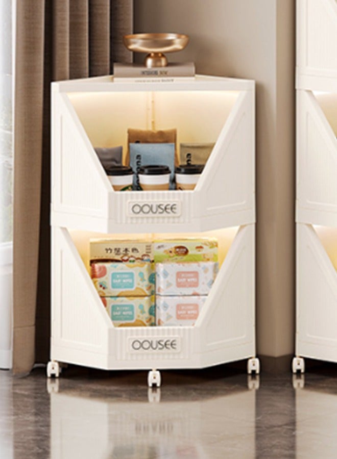 JCB CHIC حاويات تخزين قابلة للطي للخدمة الشاقة بعجلات، عربة تخزين ذات مستويين k، صندوق تخزين، حاويات تخزين لغرفة النوم، غرفة المعيشة، رف تخزين مكتب الدراسة رف تخزين زاوية - Image 1