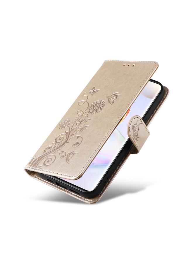 اس-توب جراب هاتف جلدي منقوش عليه زهور الفراشة لهاتف Honor 50 5G / Huawei nova 9 - Image 5